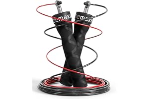 Hopprep Speed Rope + Träning e-Bok + Ersättningskabel, 2 Justerbara Stålkablar, Pro-Kullager + Halkskydd | Hemmagym Fitness Crossrope Jump Sport Träna Boxning Gympa MMA RPM, Man Kvinna Barn