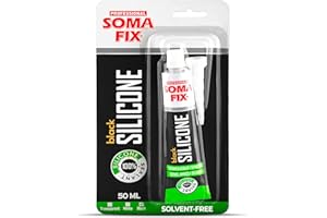 PROFESSIONAL SOMA FIX Silicone Sealant - Flexible Silicone Tube for Wood, Parquet, Bathroom, Sink, Windows - Multi-Purpose, Waterproof (Black, 50ml)