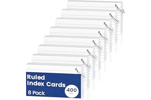 RONEKY 400 PCS Revision Cards A6（10.2x14CM） Flash Cards, Index Cards A6, White Ruled Flashcards, Flash Cards Revision with 8 Metal Binder Ring, Record Recipe Cue Cards for Office Home School