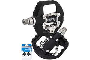 TACOBEY MTB Pedals SPD Flat Dual Platform, Compatible with Shimano SPD Clipless Bike Pedals, 3-Sealed Bearing Lightweight Nylon Fiber Bicycle Pedals for BMX Spin Exercise Peloton Trekking Bike - with Cleats
