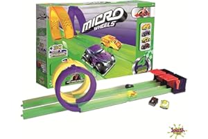 Splash Toys Micro Wheels Circuit de Micro Voitures à Friction Super Set 2 Loops (2X Loops + 2 x Garages+ 4 x Voitures) - Créer Une Vraie Écurie de Micro Voiture pour Faire La Course avec Tes Amis
