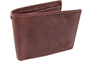 Safekeepers Skórzany portfel męski – kompaktowy portfel RFID dla motocyklistów – męski portfel dwustronny – bezpieczny portfel, Hunter Brown,