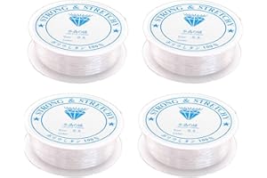JXUANE 0.5mmElastic Bead Thread Bracelet String,4 Rolls Clear Elastic Thread for Bracelet Making Bracelet Elastic Cord Clear Elastic String,for necklaces bracelets and various jewellery pieces (4 Rolls/52m)