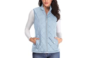 Wudodo Damen Weste mit Stehkragen Weste Jacke Reißverschluss Steppweste Winter Warm Ultraleicht