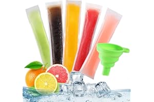 SunAurora 100 Pcs Bolsa Paletas de Hielo Desechable, Mold Bolsas Popsicle, Bolsas para Hacer Popsicles con Embudo, sin BPA, para DIY Saludables Yogur Batidos de Frutas Golosinas Pops