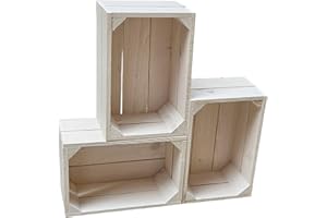 Teramico Vintage Holzkisten 40 x 30 x 25cm geflammt | Weinkisten & Obstkisten | Set-Angebote (3 x 30 x 20 x 15cm weiß)