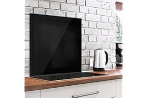 murando - Crédence Verre Cuisine 60x60 cm - Plaque Anti-Projection - Couvercle Anti-éclaboussures crédence - Revêtement Carreaux - Plaque en Verre trempé - Noir f-A-10147-aq-a