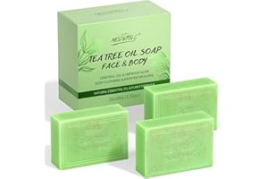 POP MODERN.C Savon à L'Huile D'Arbre à Thé, Savon de Bain Naturel Contre les Mycoses CutanéEs, éLimine la Transpiration et les Odeurs, Contre les DéMangeaisons, L'Acné, le Pied D'AthlèTe et la Folliculite, 3x100g