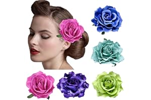 DRESHOW 5 Pacco Fiore Spilla Testa Ornamento Sposa Donne Rosa Fiore Accessori per Capelli Clip di Capelli da Sposa Ballerina di Flamenco