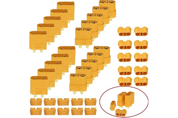 HUAZIZ 10 Paires XT90 Gaine Connecteur Connecteur Mâle et Femelle pour Modèle RC et Plus (10pcs XT90Connecteur Mâle + 10pcs XT90Connecteur Femelle)