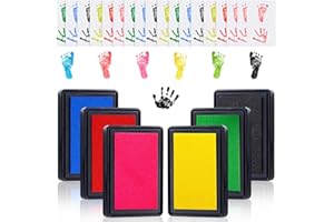 Huellas Bebe Recien Nacido: HOMURY 6 Colores Kit de Huellas Bebé Pie y Manos Almohadillas de Tinta, Kit Huella del Pie, Kit Huella Bebe, Juego de Impresión para Bebé Juego de 18 Hojas de Papel