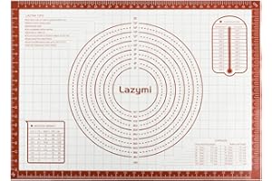 LAZYMI Antidérapant Tapis de Cuisson en Silicone, Anti-Adhérent Feuille de Cuisson Patisserie avec Mesures 71 x 51 cm, Tapis de Four pour Pizza/Biscuit/Pâte, Set de table en Silicone (Rouge, 71×51cm)