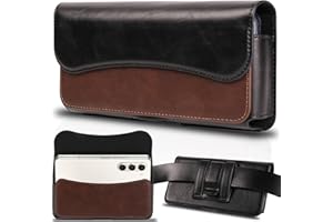 INGIDO Handy Gürteltasche Premium Leder Tasche mit Gürtelclip Handytasche für iPhone 15 Pro Max 14 Pro Max 13 Pro Max 12 Pro Max 11 Pro Max 15 Plus 14 Plus, Galaxy S24 Plus, S23 Plus, Braun-Schwarz -L