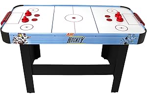 PLAY4FUN Air Hockey Teenager - Table de Air-Hockey avec système d'air pulsé 6-8W - 142 x 72 x 81 cm - Bleu/Noir