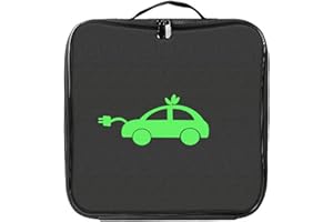 Kiuiom Large Capacity Car Hose Storage Bag,Ev Charging Cable Bag,Waterproof Portable Ev Cable Storage Bag,Ev Charger Organiser with Carry Handle Zip,for Caravan,Campervan,Square,Black