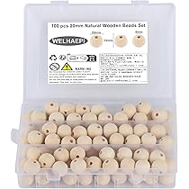 70 stuks houten kralen, 16 mm, met gat, natuurlijke houten kralen van 16 mm, met gat, natuurlijke houten kralen om te knutselen, grote houten kralen, voor decoraties, armbanden, doe-het-zelf (70,16 mm