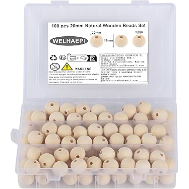 Thebeadchest Natuurlijke ronde houten kralen, 20 mm, losse Thebeadchest Natuurlijke ronde houten kralen, 20 mm, losse