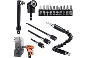 iTYOOS 16 Piezas Flessibile Cacciavite Socket Holder Adattatore, 105° Avvitatore Angolo, Set di Punte da Trapano Adattatore, Prolunga Flessibile Drill Bit Holder, Magnetico Socket Bit Holder