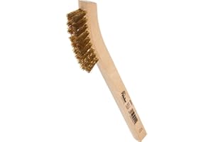 Weiler 95014 Small Hand Wire Scratch Brush, Brass Fill, Wood Block, 2 X 9 Rows, Made in the USA