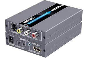 EASYCEL Convertidor RCA/S-Video a HDMI, AV Compuesto + R/L Audio, Interruptor de Salida 720P/1080P (Aluminio)