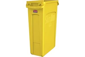Rubbermaid Commercial Products 1956188 Cubo de Basura con Ranuras de Ventilación, 87 L, Amarillo