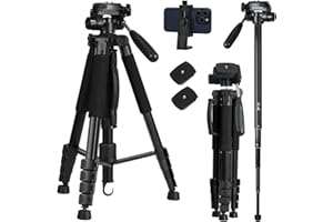 LINKCOOL statyw do aparatu, 183 cm, aluminiowe monopody do aparatów, lekkie i kompaktowe, do podróży, z odłączaną 3-kierunkową głowicą obrotową i płytkami szybkiego zwalniania do nagrywania wideo DSLR