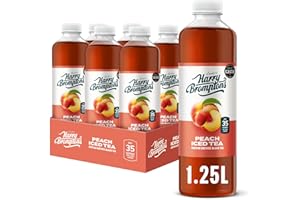 HARRY BROMPTON'S Harry Brompton’s Peach Iced Tea (6 x 1.25L Bottles) – Refreshing – British Brewed – Made with Black Tea & Real Peach Juice – Low Calorie, No Artificial Sweeteners