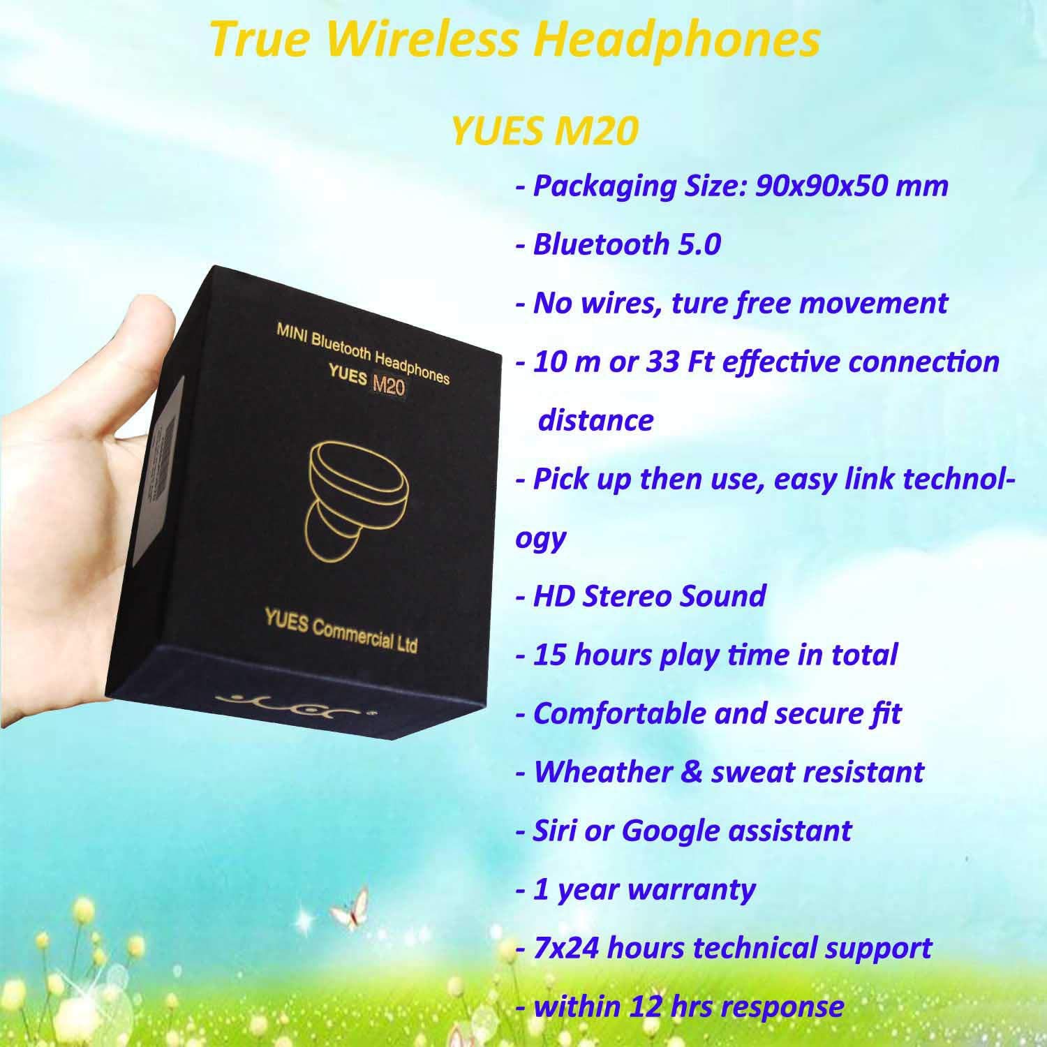 YUES-M20-Auriculares-con-Bluetooth-50-Mini-Estreo-3D-Inalmbricos-Micrfono-con-Estuche-de-Carga-Porttil