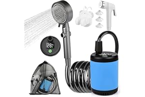 Zoelele Doccia Portatile Campeggio, Doccia Esterna con Batteria 7800mAh, Doccia da Campeggio con Soffione Regolabil, Ideale per Escursionismo, Campeggio, Viaggi, Spiaggia