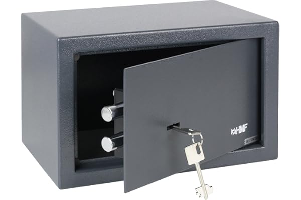 HMF Coffre-fort à clés, coffre-fort pour meubles avec serrure à double panneton, pour la maison ou le bureau | 31 x 20 x 20 cm | Anthracite