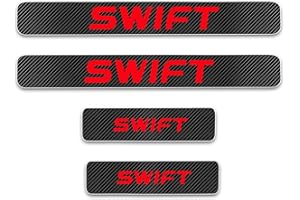 WYXAXNM 4D Carbon Fiber Car Door Sill for Suz-uki Swift, Anti Scratch Scuff Kick Plates Protector, Welcome Pedal Edge Non-Slip Sticker Protection Cover Styling Decoration Accessory, 4Pcs