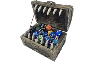 THE GRINNING GARGOYLE Caja de Dados - Cofre de imitación de Madera y Metal - Contenedor con Capacidad para 6 Juegos de Troqueles poliédricos - Estuche DND - DND RPG Crate Accesorio Regalo