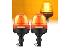 EYPINS 2 Pezzi 60 LED Luce Stroboscopica per Auto,3 Modalità di Illuminazione,Luce Lampeggiante per Trattore Camion Furgone,Ambra,Antipolvere e Impermeabile