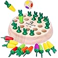 Japace Carrot Memory Chess Board Game, Wooden Memory Game for Kids Training Concentration & Logical Thinking, Montessori Educational Wooden Toys Children's Games for 3 4 5 6+ Year Olds Boy Girl Gift