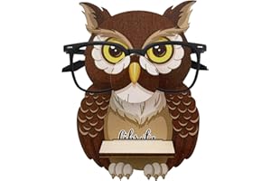 LUVDECO Wood Glasses Holder Animal Spectacle Holder 3D Eyeglasses Sunglasses Holder Stand Fox Cat Penguin Shaped Eyeglass Rack for Kids Gift Display Home Office Desk Decoration Birthday (owl)