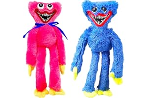 BJPERFMS Pupazzo Huggy, Huggy Peluche, 2 Pezzi Huggy Wuggy Kissy Missy Peluche, Poppy Peluche, Blu e Rosa Raccapricciante e Divertente Stuffed Dolls per Bambini e Fan