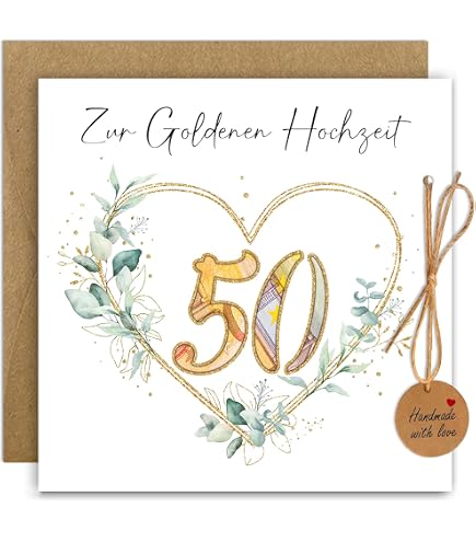 Goldene Hochzeit Karte – Glückwunschkarte Zum 50. Hochzeitstag, Mehrfarbig, Mit Umschlag