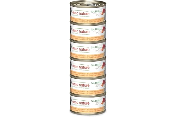 Almo Nature HFC Natural Megapack, Nourriture Humide pour Chats - Thon et Crevettes - (6 boîtes de 70 g)