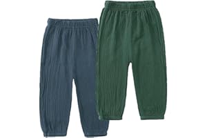 JUIYNIZT Baby Kinder Baumwolle Sommerhosen Moskito Proof Dünne Lange Hosen Jungen Mädchen Lose Laternenhosen 2er Pack