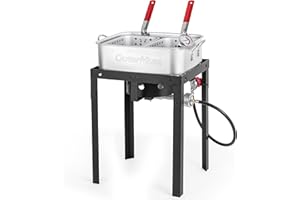 OuterMust 58,000 BTU Propane Deep Fryer, 18 Qt. Deep Fryer Pot and 2 Inner Baskets, Ideal for Frying Fish, Chicken Wings, French Fries