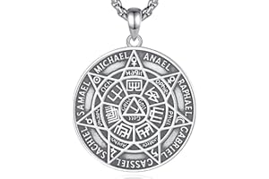 EUDORA HARMONY BALL EUDORA Plata de Ley 925 Medalla de San Benito/San Judas Tadeo/San Migue/San Cristóbal Arcángel Rafael San José Collar Sello de los 7 Arcángeles Colgante Joyería Regalo para Mujer Hombre