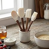AmberHaus 4'l&uuml; Mini Akasya Ahşap Saplı Silikon Spatula Seti - 21 cm Kavanoz Sıyırma, Pasta S&uuml;sleme ve Yumurta Fır&ccedil;ası - Yanma