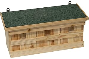 Woodside Wooden Garden Nesting Wild Bird Box for Small Birds, Sparrow Colony Terrace with Weather Protected Roof, 3 Nesting Chambers, Easy Wall Mount