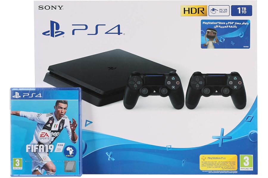 Sony PlayStation 4 Slim 1TB 2 Controllers Arabic Edition