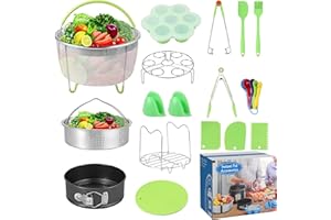 Accesorios para Olla Instantánea HOMGEN Juego de 18 Accesorios de Olla a Presión 5.3-6.8Qt con Cesta de Vapor, Molde para Picaduras de Huevo Vaporera De Huevos Pinzas de Cocina Guantes de Horno