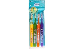 Cepillo de dientes TePe Select Compact, Kids Extra Suave, envase mixto, 4 ud., cepillo de dientes infantil, cepillo de dientes de cerdas suaves para una limpieza respetuosa y eficaz