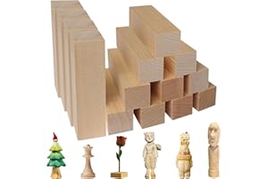 Taimimy Basswood Carving Wood, Pack of 14 Wooden Block Carving, Soft Basswood for Carving, Carving Wood for Children Blanks Carving Set Blanks for Turning and Wood Carving