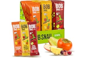 BOB SNAIL Confezione Regalo di Frutti Senza Glutine - 30 Spuntini Vegani Sani per Bambini e Adulti con Cachi Pera Ananas, Ciliegia e Mela Naturali - Barretta di Frutta a Basso Contenuto di Carboidrati