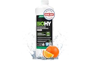 BiOHY Detergente per pavimenti per robot aspirapolvere con profumo di arancia (Bottiglia da 1l) | Detergente concentrato per tutti i robot aspirapolvere | Senza schiuma e senza aloni | Concentrato