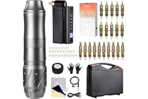 HAWINK Bezprzewodowa maszyna do tatuażu zestaw pisaków obrotowych 20 szt. igły do tatuażu wkład do chwytania taśma do owijania z walizką EM155P199RCAEN02-7